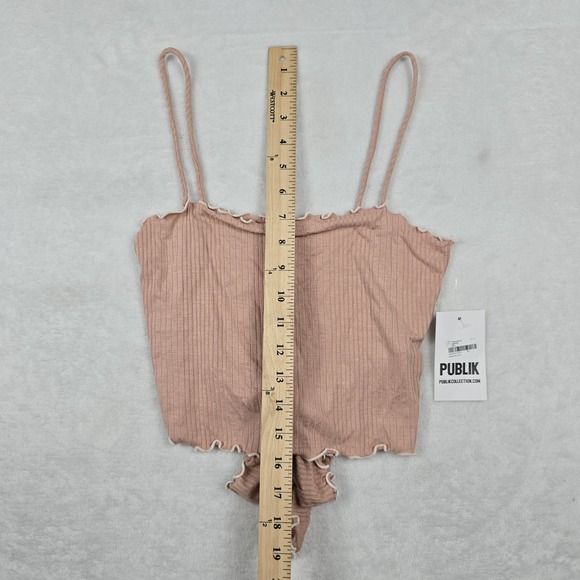 Publik Women's Size Medium Pink Tie Back Crop Top USA Made New - Picture 4 of 7
